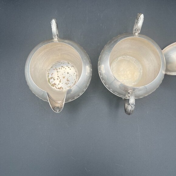 Vtg 1960s Sheridan Silver Co. Silver Plated Creamer and Lidded Sugar Bowl - Picture 6 of 8